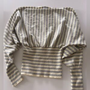 Cotton On Yellow and Gray Striped Boatneck Top